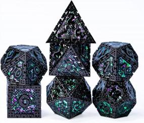 img 4 attached to Black Metal D&D Dice Set - 7 Polyhedral Dragon D N D Dice For Dungeons And Dragons, Role Playing Dice By UDIXI (12-Sided)