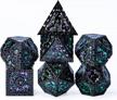 black metal d&d dice set - 7 polyhedral dragon d n d dice for dungeons and dragons, role playing dice by udixi (12-sided) logo