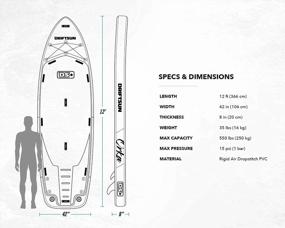 img 2 attached to Driftsun Orka 12 Foot Extra Wide Multi Person Inflatable Paddle Board Stand Up SUP Package, Room For Gear, With Two High Pressure, High Volume Pumps, 12 Feet Long, 4.5 Feet Wide