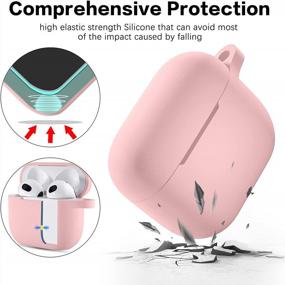 img 1 attached to Silicone Protective Case With Keychain Accessory For Apple AirPods 3Rd Gen, Hamile Designer Cover Skin For Girls Boys Women Men - Pink