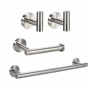 img 4 attached to Bathroom Hardware Set 4-Piece UMIRIO Toilet Paper Roll Holder 18 In Towel Bar Robe Hook X2 Heavy Duty Bathroom Accessories Set Wall Mounted Stainless Steel Brushed