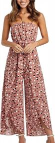 img 4 attached to Floral Off-Shoulder Jumpsuit With Wide Leg Pant - Angashion Women’S Summer Romper