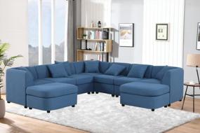 img 1 attached to 9-Piece Convertible Modular Sectional Sofa With Ottoman - Moxeay Oversized U-Shaped Couch For Living Room And Office