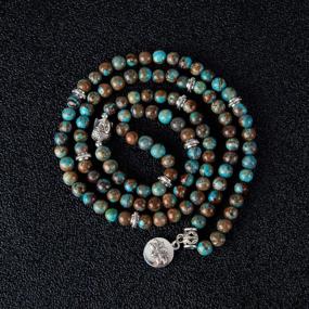 img 1 attached to Bivei 108 Genuine Gemstone Mala Beads Bracelet With Lotus Charm - Ideal For Meditation And Prayer