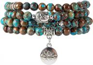bivei 108 натуральный драгоценный камень браслет из бисера mala с подвеской в ​​виде лотоса - идеально подходит для медитации и молитвы логотип