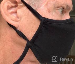 img 5 attached to Набор из 4 черных хлопковых регулируемых масок для лица Buttonsmith для взрослых