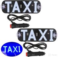 🚖 sdoot taxi led sign decor: 2 pack flashing light up taxi sign with dc12v car charger inverter for driver - blue logo