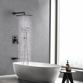 img 3 attached to Oil Rubbed Bronze Gabrylly Shower System W/ 10" Rain Head & 3-Setting Handheld - Wall Mount Tub Faucet Set