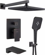 oil rubbed bronze gabrylly shower system w/ 10" rain head & 3-setting handheld - wall mount tub faucet set logo