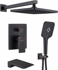 img 4 attached to Oil Rubbed Bronze Gabrylly Shower System W/ 10" Rain Head & 3-Setting Handheld - Wall Mount Tub Faucet Set