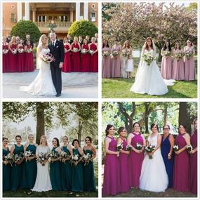 img 1 attached to 👗 Burgundy Pleated Chiffon Bridesmaid Dresses by Alicepub: Elegant Women's Clothing