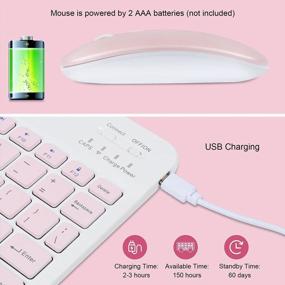 img 3 attached to Wireless Bluetooth Keyboard And Mouse Combo, CHUYI Compact Ultra-Thin Sleek Design Cordless Rechargeable Keyboard And Mouse Set 78Keys For PC Computer Mac/Windows/IOS/Android (10 Inch - Pink)