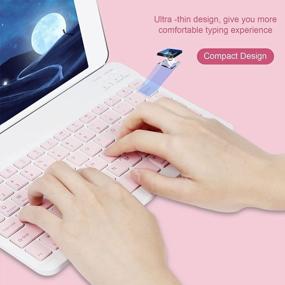 img 2 attached to Wireless Bluetooth Keyboard And Mouse Combo, CHUYI Compact Ultra-Thin Sleek Design Cordless Rechargeable Keyboard And Mouse Set 78Keys For PC Computer Mac/Windows/IOS/Android (10 Inch - Pink)