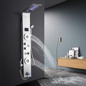 img 4 attached to Stainless Steel Shower Tower With LED Rainfall & Waterfall Shower Head, 7 Multi-Functional Body Jets, Bidet Sprayer & Brushed Nickel Finish - Ideal For Massage & Rain Shower Experience