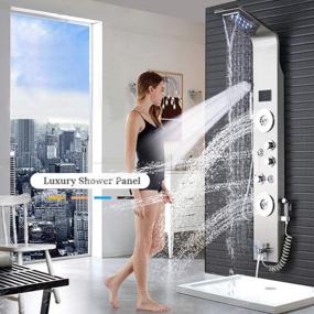 img 3 attached to Stainless Steel Shower Tower With LED Rainfall & Waterfall Shower Head, 7 Multi-Functional Body Jets, Bidet Sprayer & Brushed Nickel Finish - Ideal For Massage & Rain Shower Experience