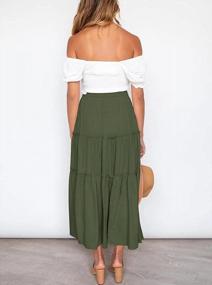 img 2 attached to Flattering High Waist A-Line Midi/Maxi Skirt For Women With Elastic Waistband And Ruffle Detailing - Perfect For Casual Wear And Swinging Movement