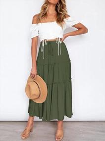 img 3 attached to Flattering High Waist A-Line Midi/Maxi Skirt For Women With Elastic Waistband And Ruffle Detailing - Perfect For Casual Wear And Swinging Movement