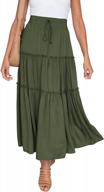 flattering high waist a-line midi/maxi skirt for women with elastic waistband and ruffle detailing - perfect for casual wear and swinging movement logo