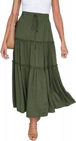 img 4 attached to Flattering High Waist A-Line Midi/Maxi Skirt For Women With Elastic Waistband And Ruffle Detailing - Perfect For Casual Wear And Swinging Movement