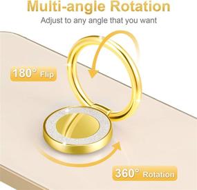 img 3 attached to Enhance Your Phone Experience with 3 Pcs Gold Metal 📱 Cell Phone Finger Ring Holder: 360° Rotation, Bling, Magnetic Car Mount Compatible!