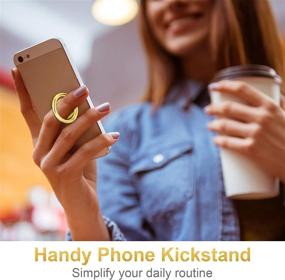 img 1 attached to Enhance Your Phone Experience with 3 Pcs Gold Metal 📱 Cell Phone Finger Ring Holder: 360° Rotation, Bling, Magnetic Car Mount Compatible!