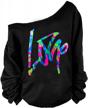 stay trendy this fall with magicmk's off-shoulder lips print sweatershirt in plus size logo