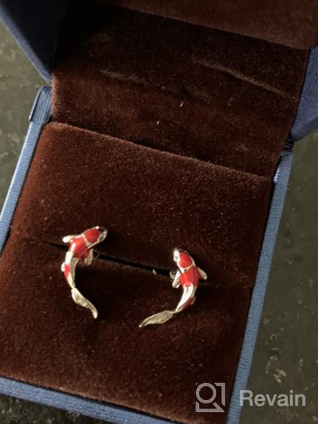 img 1 attached to 🐟 Exquisite Qings Koi Fish Red Carp Earrings for Women and Girls - 925 Sterling Silver Platinum Plated with Shining Zircon Inlay review by Joyce Keesling