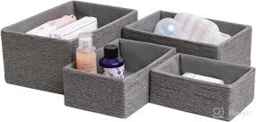 img 4 attached to 4-Pack Stackable Woven Basket Boxes for Organizing Makeup, Bathroom, Office Supplies, Bedroom, Closet