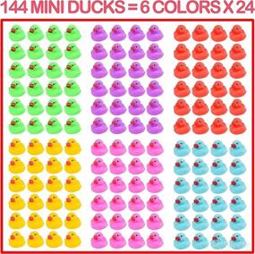 img 3 attached to 144-Pack Mini Bath Ducks Set - Colorful Rubber Duckies Bath Toy for Children - Floating & Squeaking Tiny Ducks Pool Toy Set - Kids Party Favors, Birthday Party Supplies, Prize Rewards