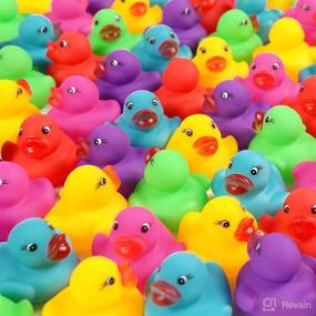 img 4 attached to 144-Pack Mini Bath Ducks Set - Colorful Rubber Duckies Bath Toy for Children - Floating & Squeaking Tiny Ducks Pool Toy Set - Kids Party Favors, Birthday Party Supplies, Prize Rewards