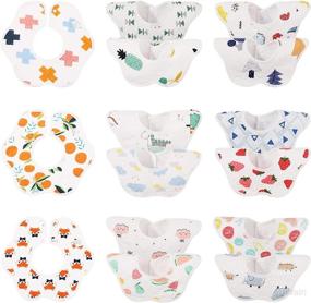 img 4 attached to 👶 15-Pack of Cotton Baby Bibs: 360° Rotate Soft Drooling Bibs for Girls and Boys, Waterproof, Absorbent and Adjustable - Bib Set