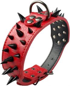 img 2 attached to Berry Pet Sharp Spiked Studded Dog Collar - Stylish Leather - 2 Inch Width for Medium & Large Dogs like Pitbull Mastiff