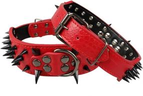 img 3 attached to Berry Pet Sharp Spiked Studded Dog Collar - Stylish Leather - 2 Inch Width for Medium & Large Dogs like Pitbull Mastiff