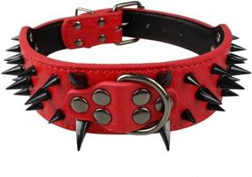 img 4 attached to Berry Pet Sharp Spiked Studded Dog Collar - Stylish Leather - 2 Inch Width for Medium & Large Dogs like Pitbull Mastiff