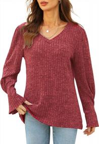 img 4 attached to Heymiss Womens Tops Dressy Casual Pullover Sweaters V Neck Long Sleeve Tunic Clothes