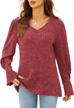 heymiss womens tops dressy casual pullover sweaters v neck long sleeve tunic clothes logo
