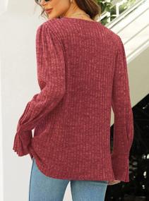 img 2 attached to Heymiss Womens Tops Dressy Casual Pullover Sweaters V Neck Long Sleeve Tunic Clothes