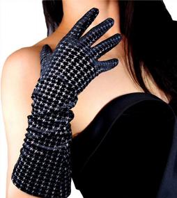 img 4 attached to DooWay Women Fashion Evening Prom Gloves, Velvet Stretch Warm Soft Gloves