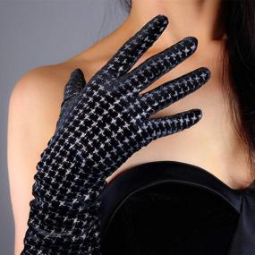 img 3 attached to DooWay Women Fashion Evening Prom Gloves, Velvet Stretch Warm Soft Gloves
