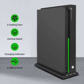 img 3 attached to Mcbazel Vertical Cooling Stand For Xbox One X - 3 USB Ports, Light Bar Compatible | Keep Your Console Cool & Protected!