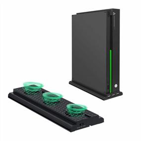 img 4 attached to Mcbazel Vertical Cooling Stand For Xbox One X - 3 USB Ports, Light Bar Compatible | Keep Your Console Cool & Protected!