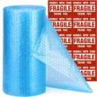 "metronic bubble cushioning wrap roll 12x26 ft bubble roll- perforated 12×12"", 1 roll air bubble cushioning roll, 20 fragile sticker labels,moving supplies cushioning wrap for packing shipping boxes" 1 logo