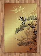 sepia black japanese area rug with branches and bamboo motifs - 4' x 5.7' nature illustration accent rug for living room, bedroom & dining logo