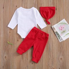 img 2 attached to Baby'S First Valentine'S Day Outfit Set - Long Sleeve Romper, Bodysuit Top, Pants, And Hat By Kuriozud