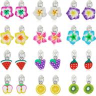 12 pairs clip on earrings for girls, plumeria design, baby & kids pinksheep earrings logo
