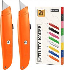 img 4 attached to 2-Pack Heavy Duty Retractable Utility Knives With Orange Handle For Box Cutting And Carpentry Tasks