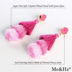 img 1 attached to Colorful Layered Tassel Earrings - Bohemian Tiered Tassel Druzy Stud Dangle Drop Earrings for Women and Teen Girls - Perfect Christmas or Valentine's Day Gift