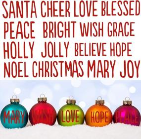 img 4 attached to 🎄 Set of 2 Christmas Words Vinyl Decals - 32 Greeting Stickers for Christmas Ornaments, 1.6" Letter Height in Black