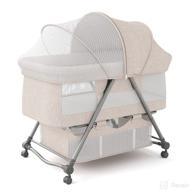 👶 67i baby bassinet portable folding rocking bassinet with storage basket and travel bag - deep khaki логотип