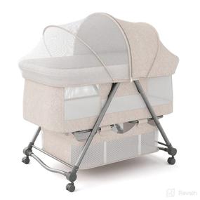 img 4 attached to 👶 67i Baby Bassinet Portable Folding Rocking Bassinet with Storage Basket and Travel Bag - Deep Khaki